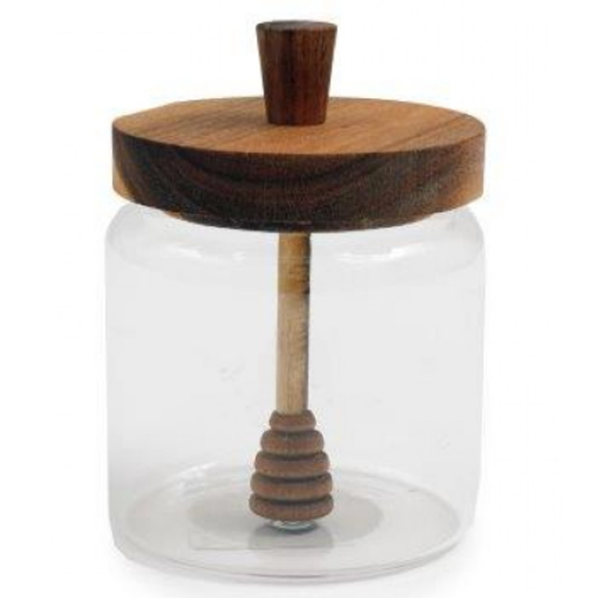 Acacia Wood and Glass Lidded Honey Storage Jar | Happy Piranha