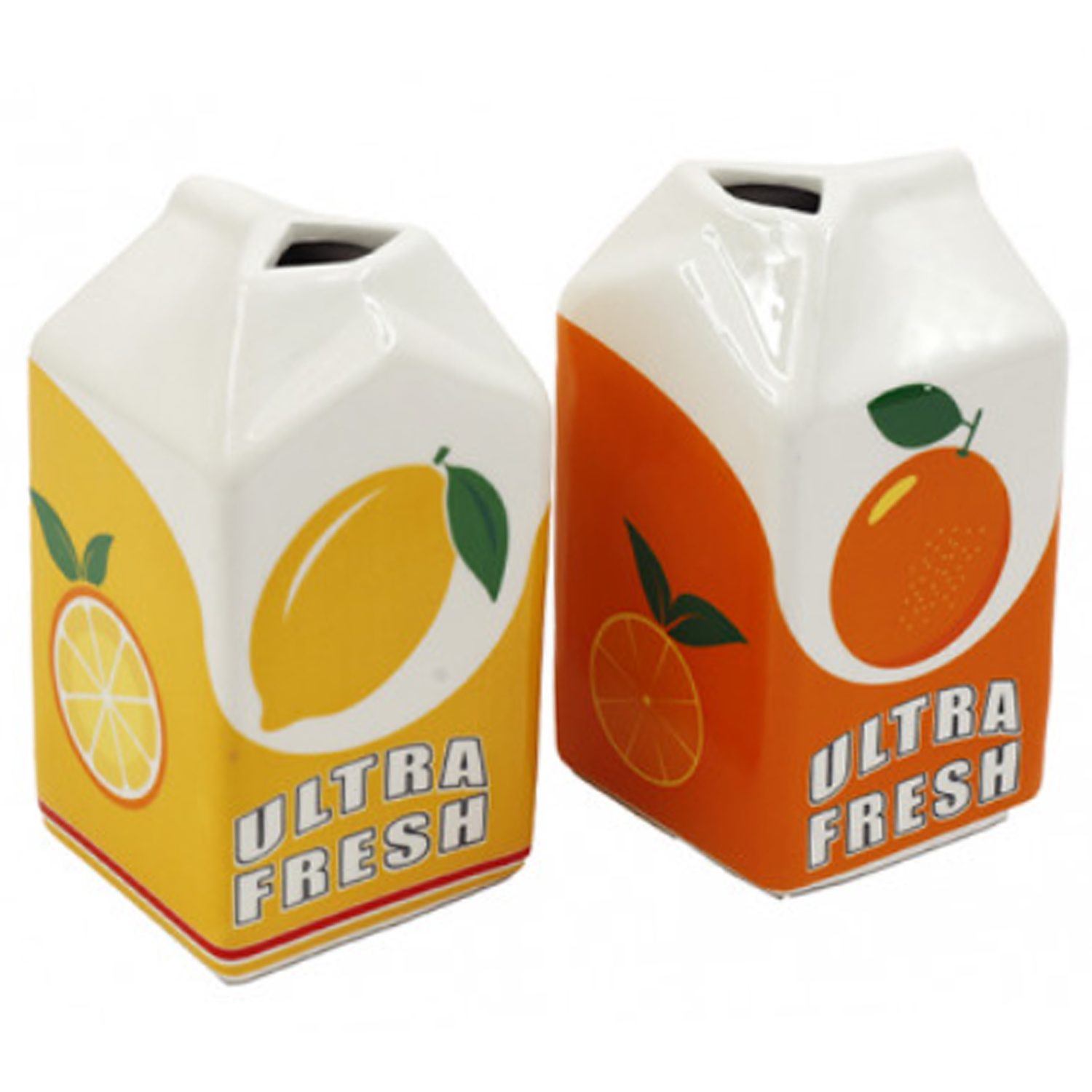 14cm Orange & Lemon Juice Carton Design Vase (Both Orange and Lemon Designs) | Happy Piranha