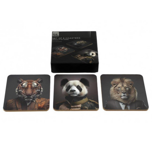 Jungle Animal Cork Coaster 6 Set | Happy Piranha