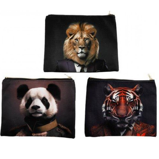 Jungle Animal Zippered Pouch / Makeup Bag (All 3 Designs) | Happy Piranha