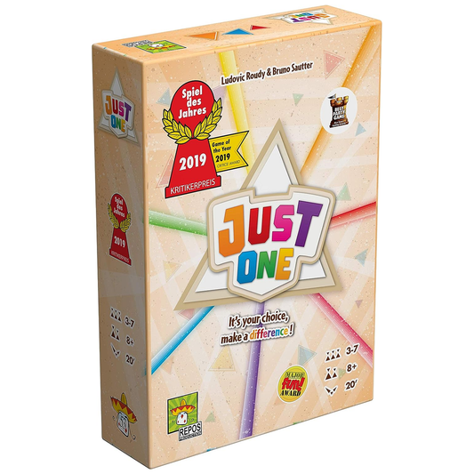 Just One - Party Board Game (Front) | Happy Piranha