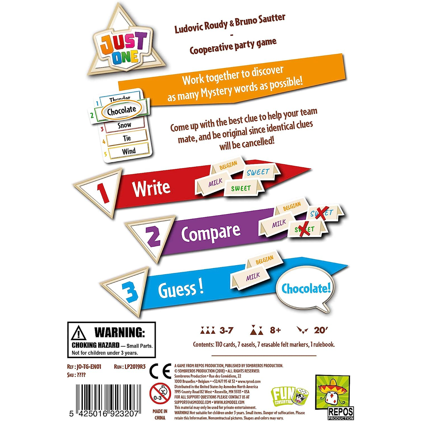 Just One - Party Board Game (Back) | Happy Piranha