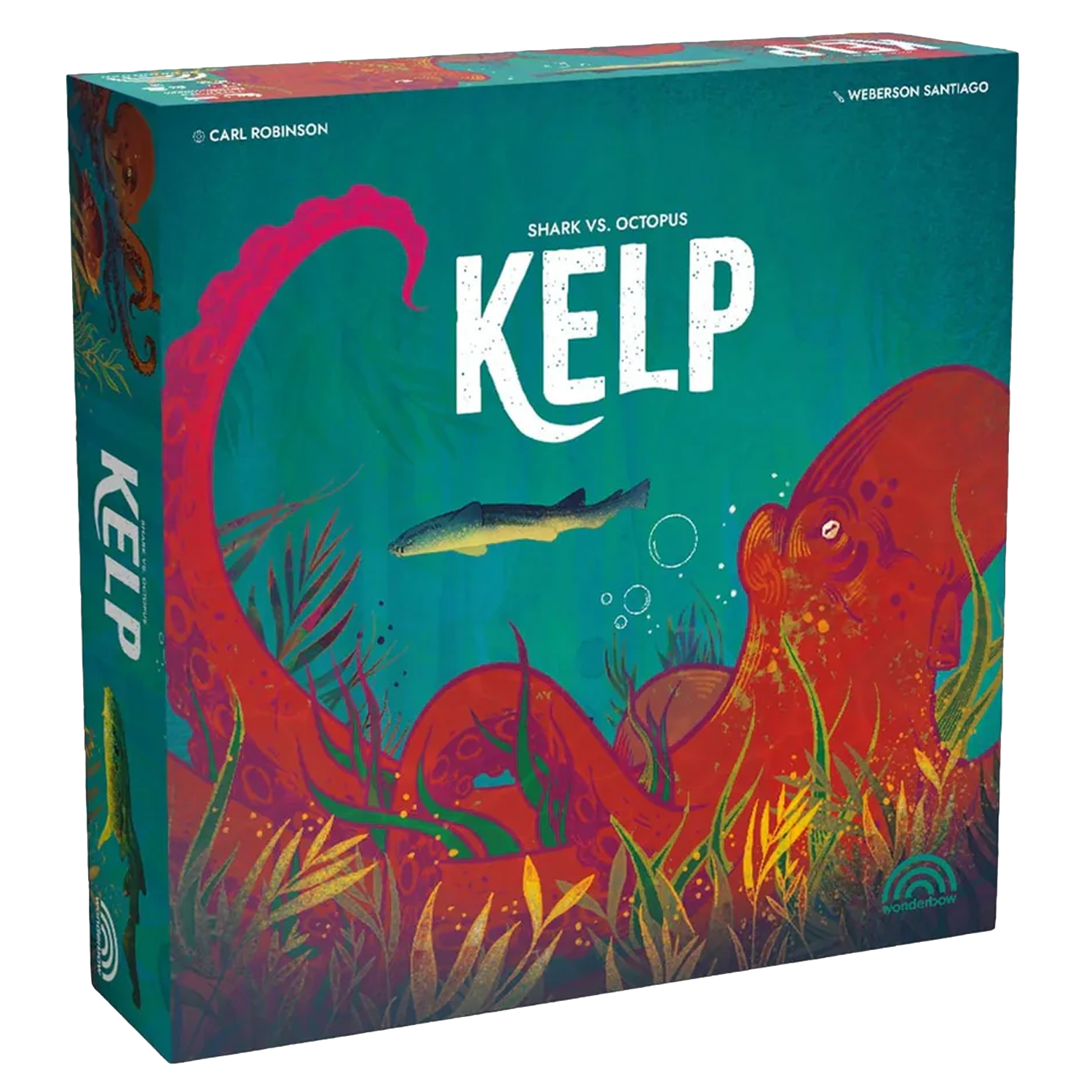 Kelp: Shark vs Octopus Board Game (Front of Box) | Happy Piranha