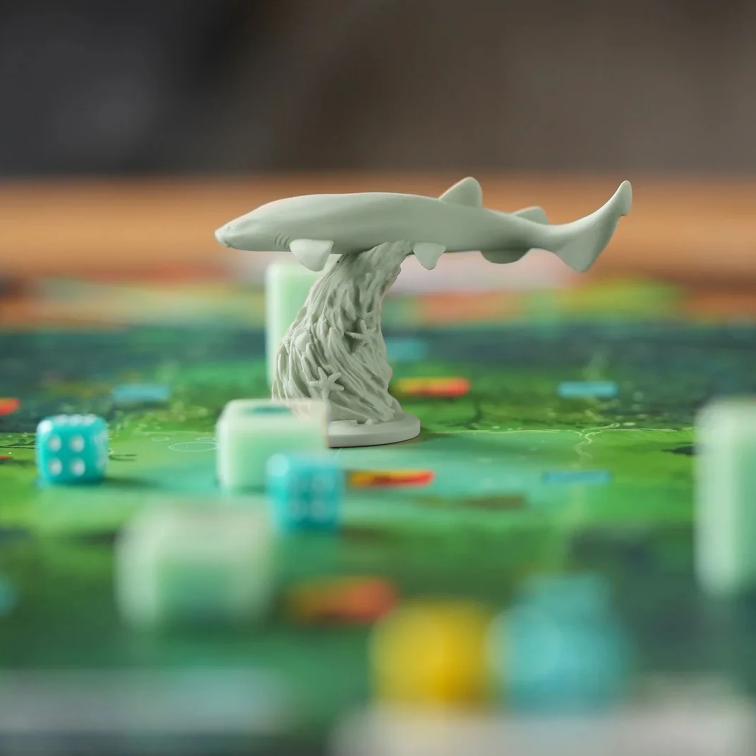 Kelp: Shark vs Octopus Board Game (Close Up of the Shark Miniature Figure) | Happy Piranha