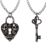 Key to Eternity - Pewter Heart Lock & Key Pendant Side by Side | Happy Piranha