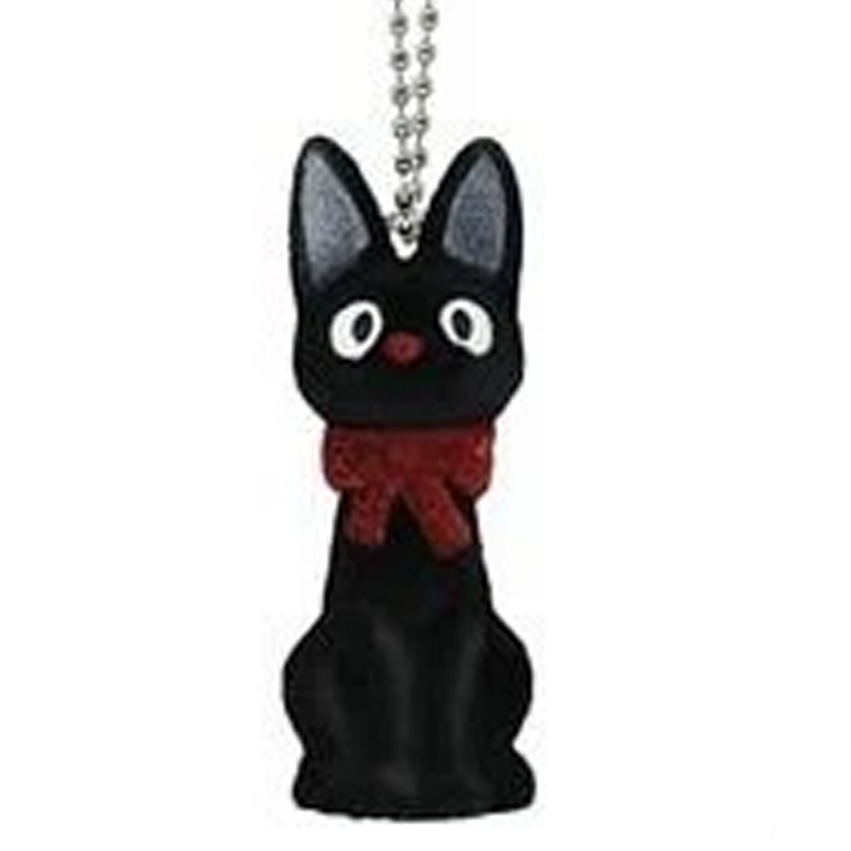 Kiki's Delivery Service Flocked Studio Ghibli Keychain - Jiji (Front, Close Up) on a White Background | Happy Piranha