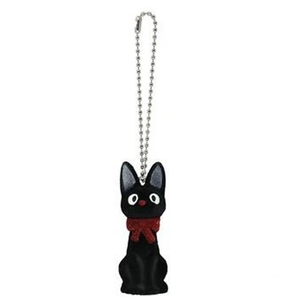 Kiki's Delivery Service Flocked Studio Ghibli Keychain - Jiji (Front) on a White Background | Happy Piranha