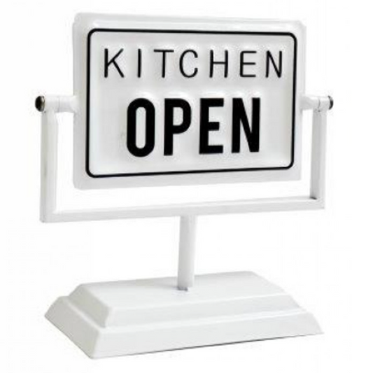 Kitchen Open / Closed Spinning Metal Sign (Open) | Happy Piranha
