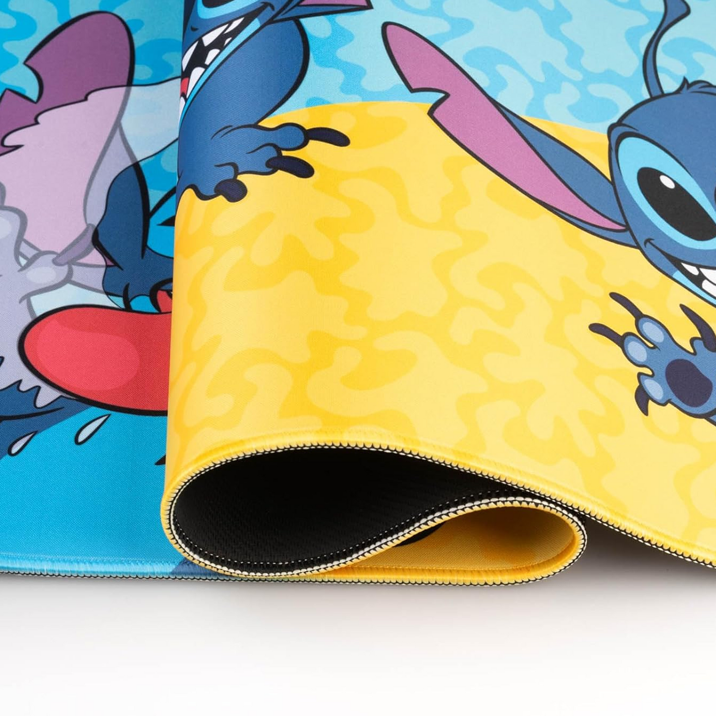 Disney Lilo & Stitch XXL 31.5 Inch Gaming Mouse Pad & Keyboard Mat Stitched Edges Close Up | Happy Piranha