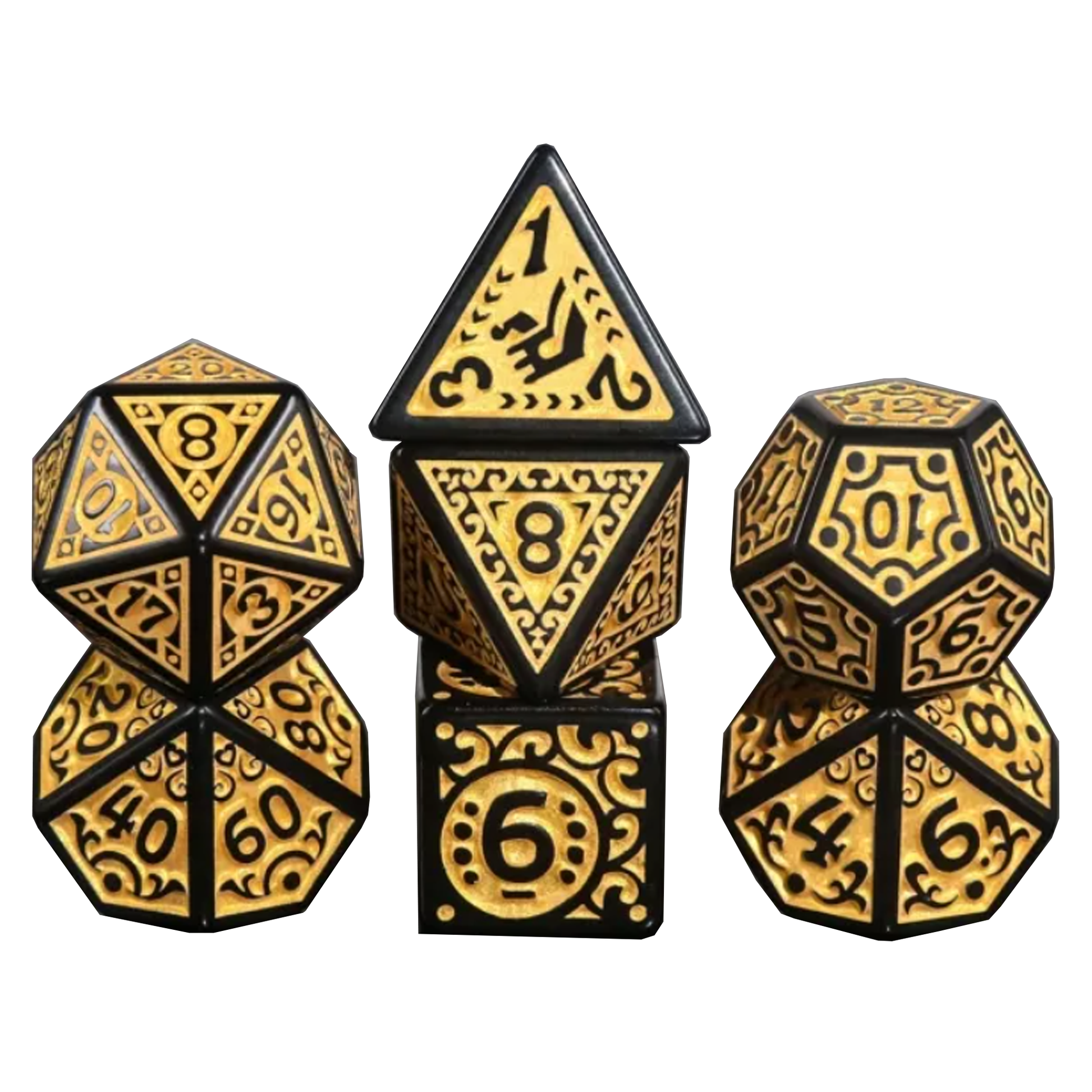 Magic Flame Polyhedral D&D Dice Sets (Gold) | Happy Piranha