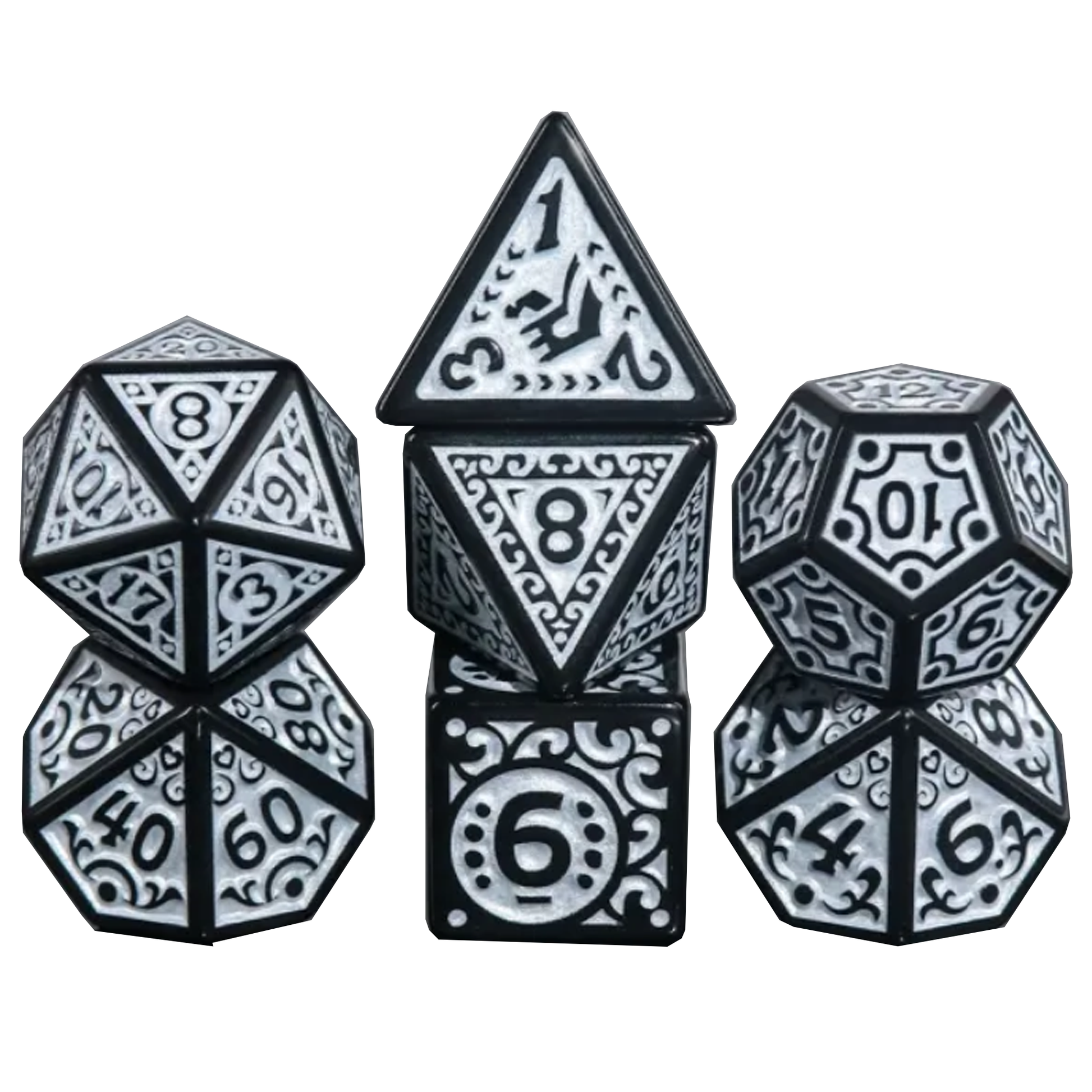 Magic Flame Polyhedral D&D Dice Sets (White) | Happy Piranha