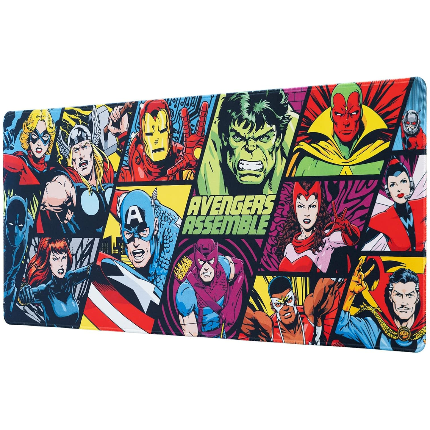 Marvel Avengers XXL 31.5 Inch Comic Book Superhero Mouse Pad & Keyboard Mat | Happy Piranha