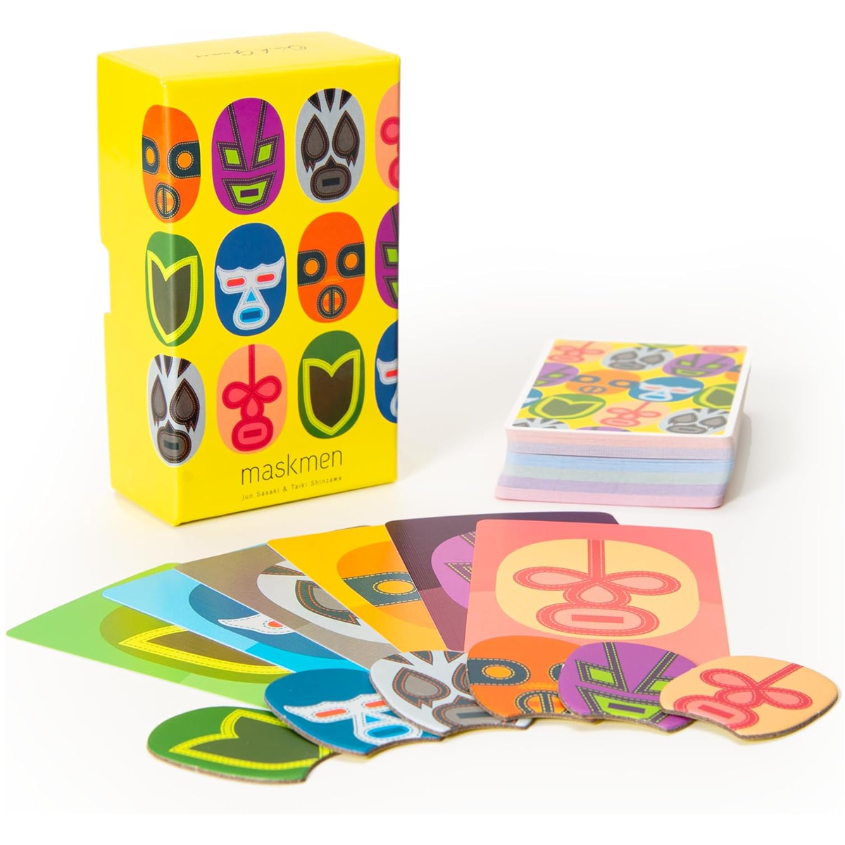 Maskmen Board Game (Box and Components) on a White Background | Happy Piranha