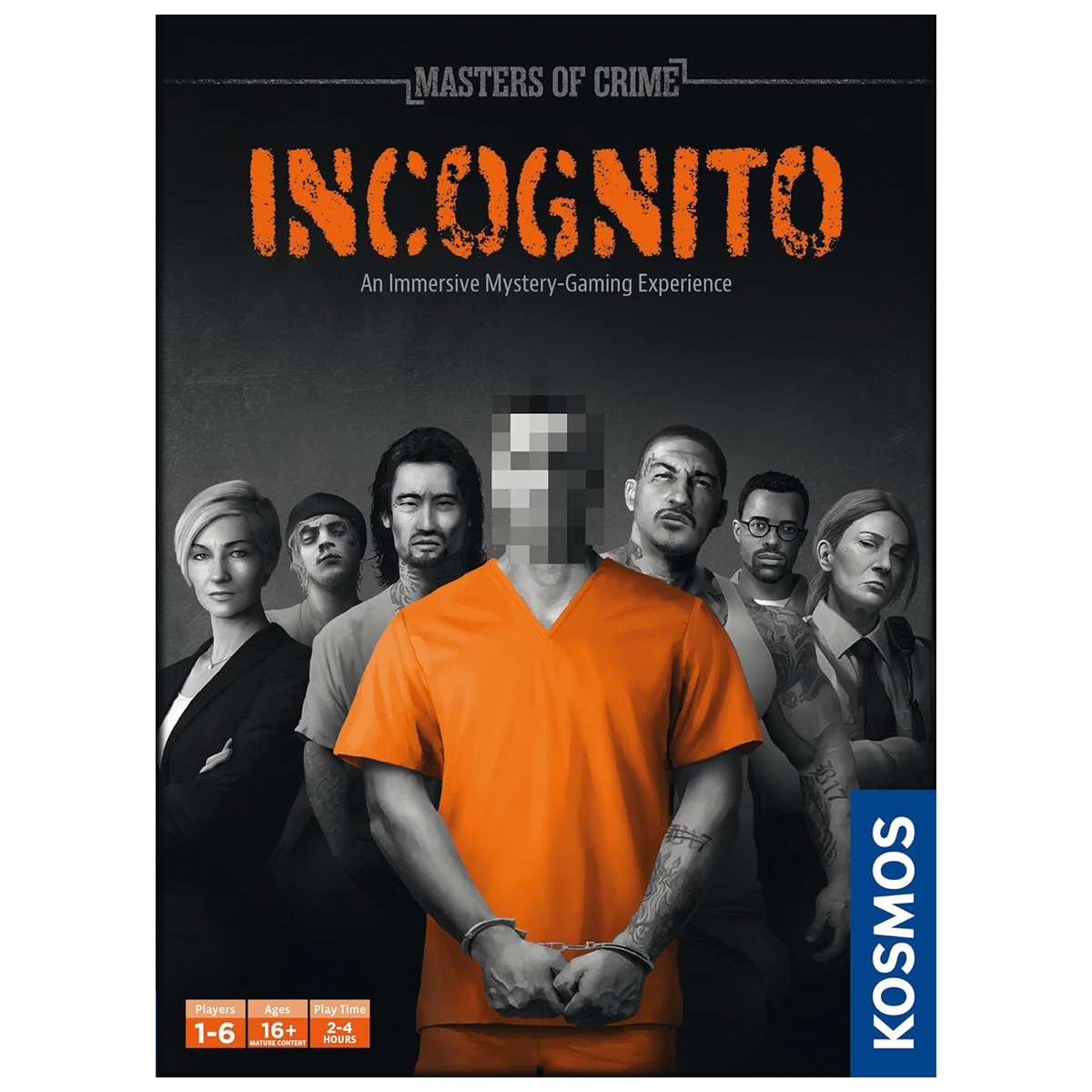 Masters of Crime: Incognito - Immersive Mystery Board Game (Front of Box) On a White Background | Happy Piranha