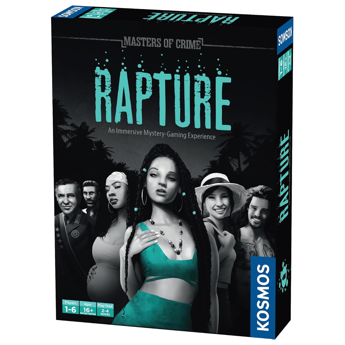 Masters of Crime: Rapture - Immersive Mystery Board Game (Front of Box) on a White Background | Happy Piranha