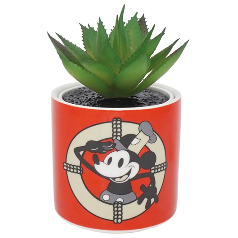 Steamboat Willie - Mickey Mouse Disney Plant Pot & Plant (Front) | Happy Piranha