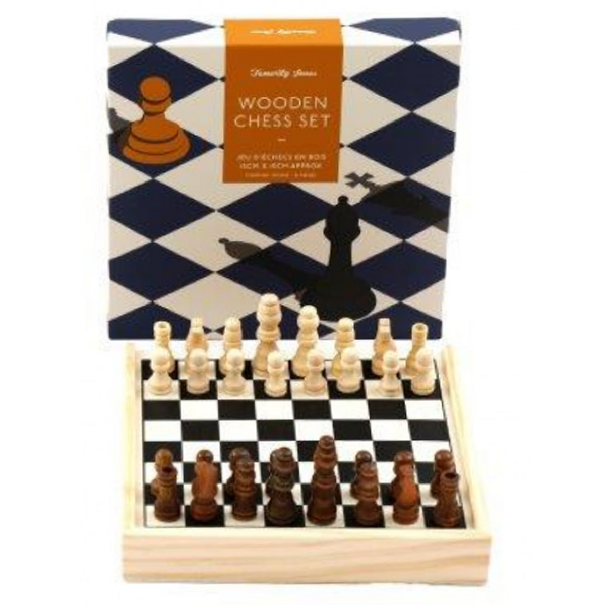 Mini Wooden Chess Set on a White Background | Happy Piranha