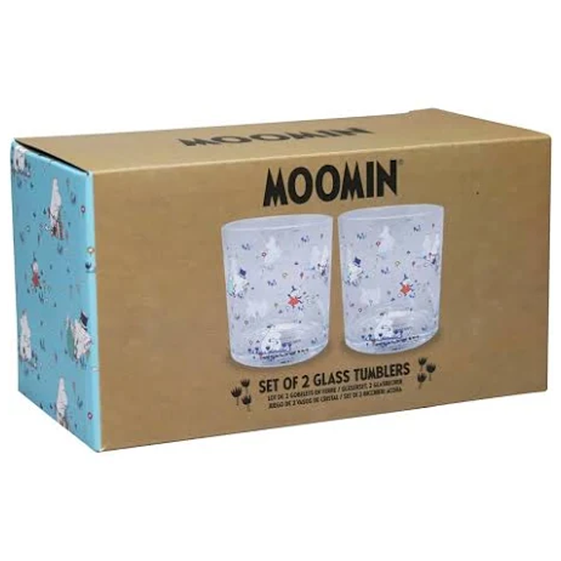 Moomins - Finn Family Moomintroll 300ml Glass Tumbler Set (Boxed) | Happy Piranha
