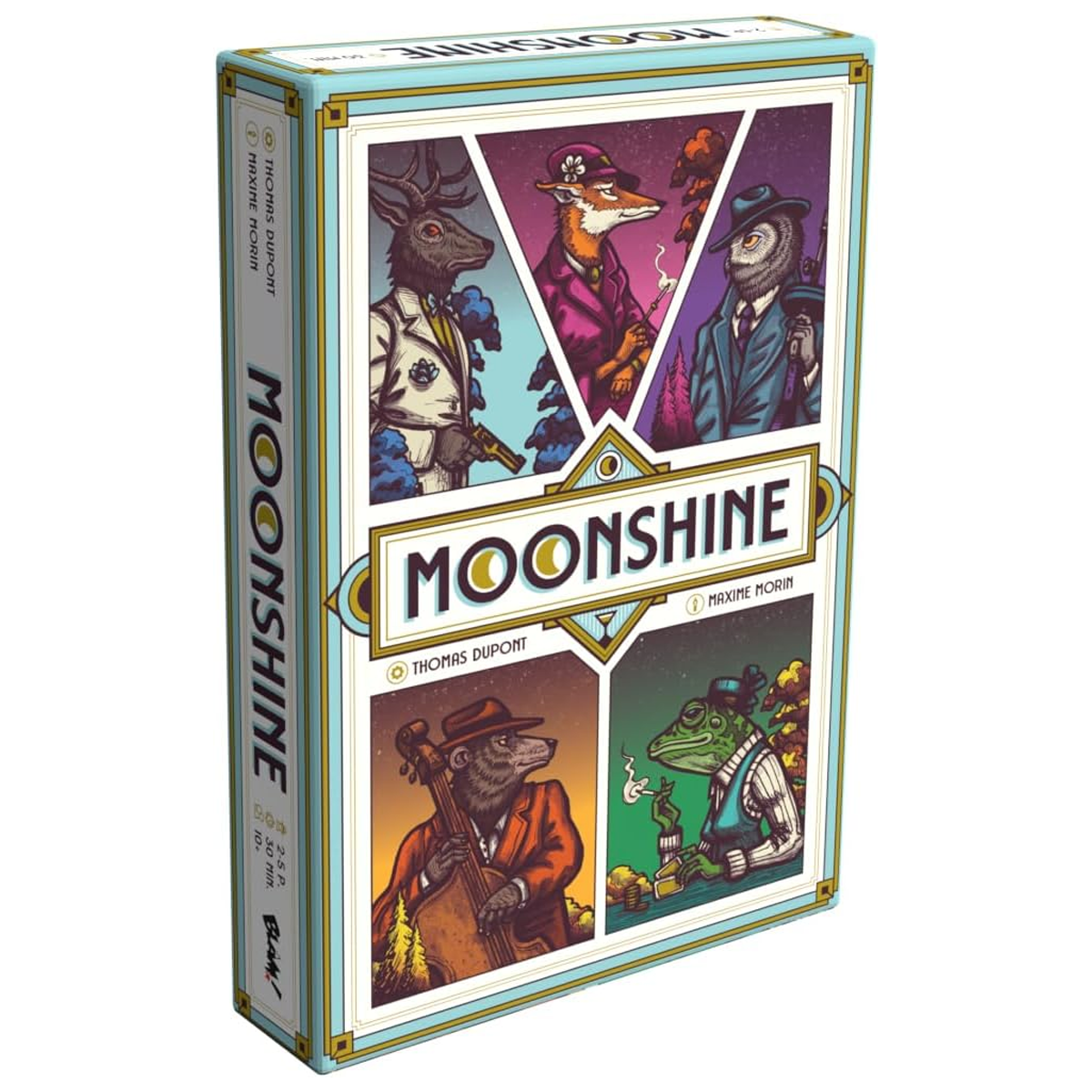 Moonshine Board Game (Front of Box) On a White Background | Happy Piranha