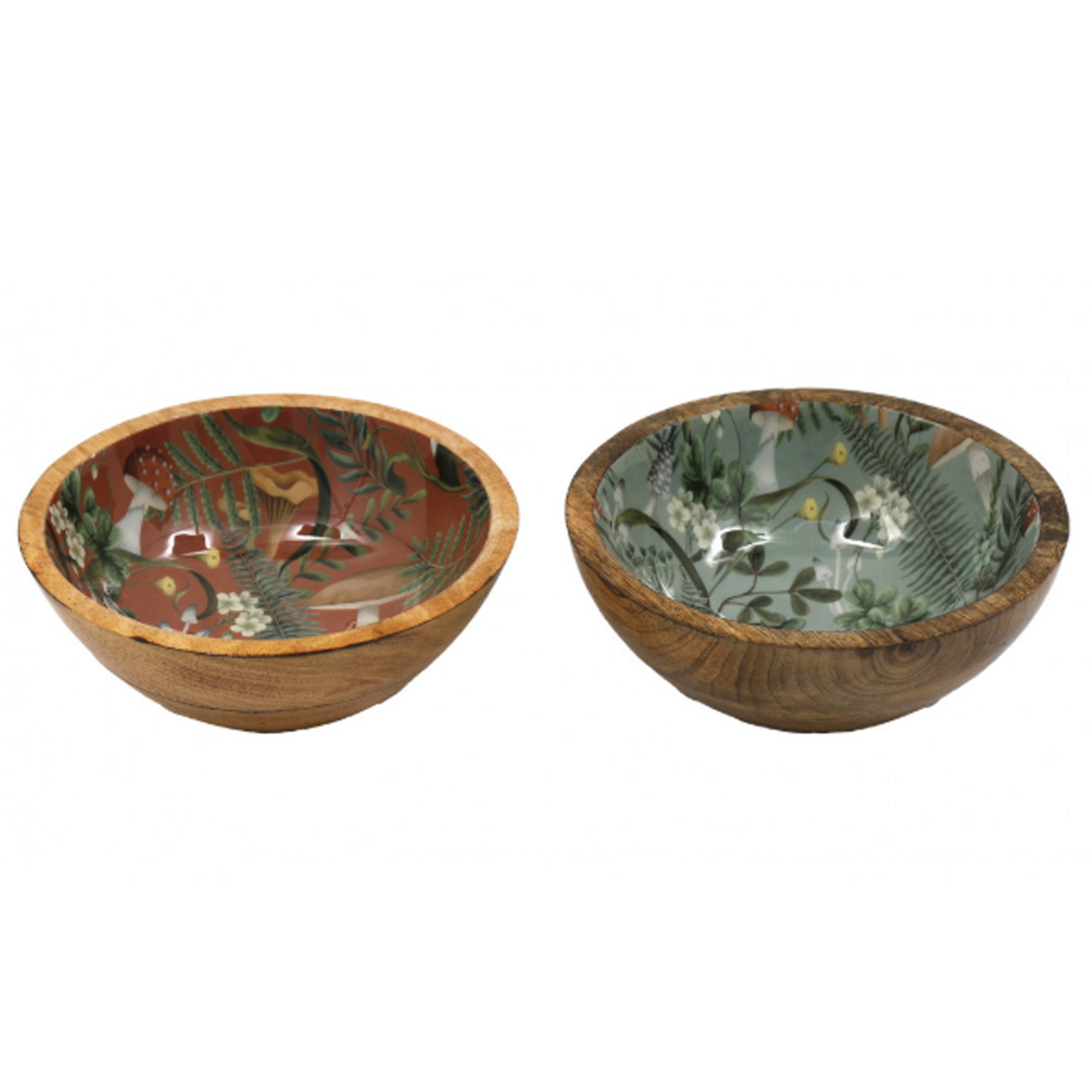 Mushroom Forest Design Enamelled Wooden Bowl (18cm) (Both Designs) | Happy Piranha