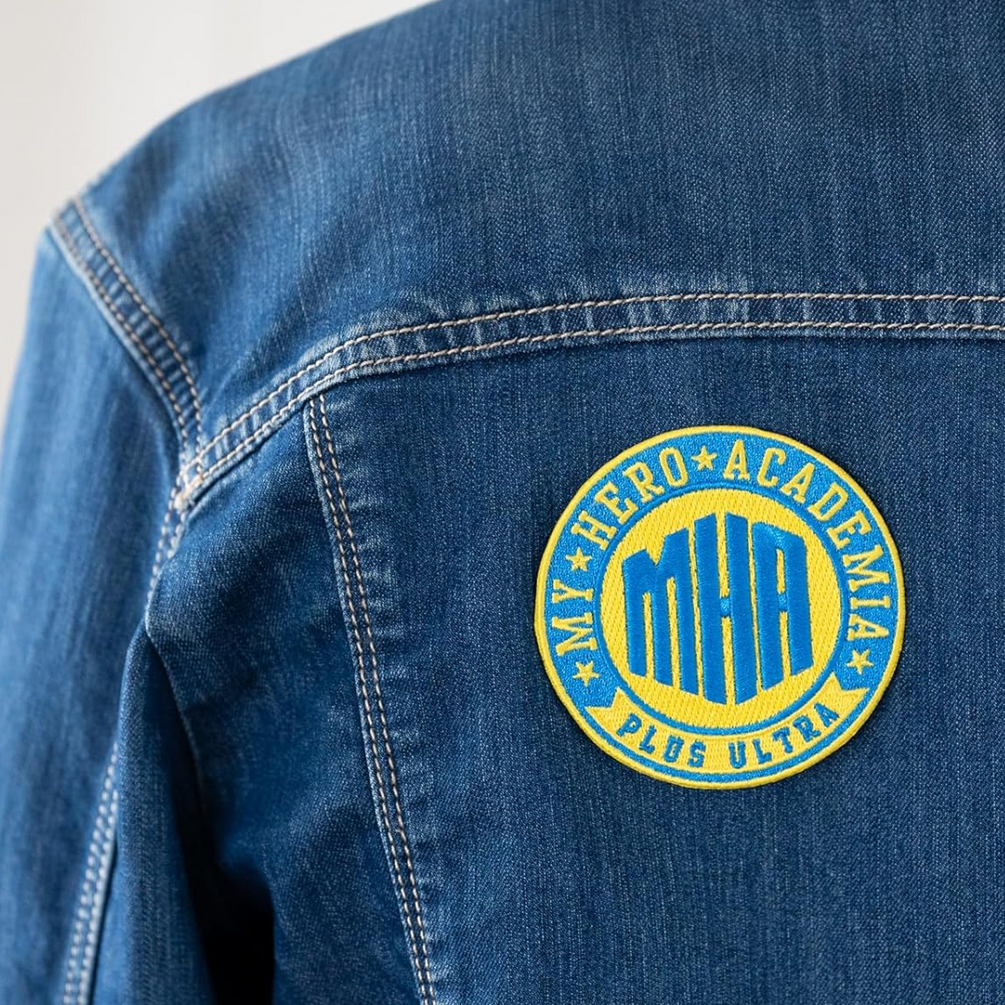 My Hero Academia Iron On Fabric Patch on a Denim Jacket| Happy Piranha