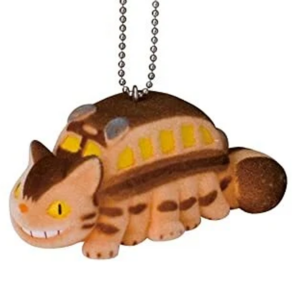 My Neighbour Totoro Flocked Studio Ghibli Keychain (Cat Bus) on a White Background | Happy Piranha