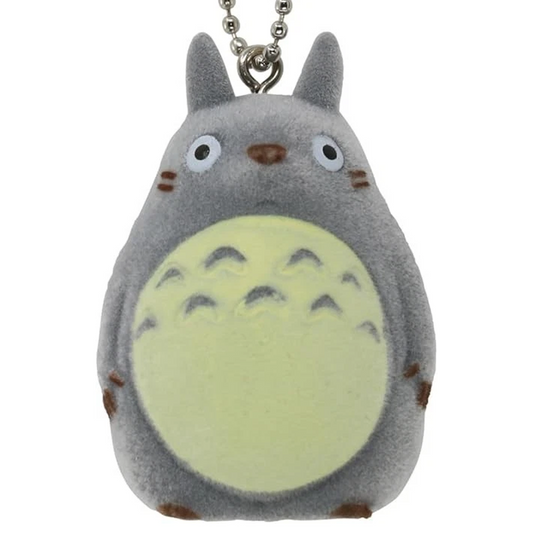 My Neighbour Totoro Flocked Studio Ghibli Keychain (Totoro) Close Up on a White Background | Happy Piranha