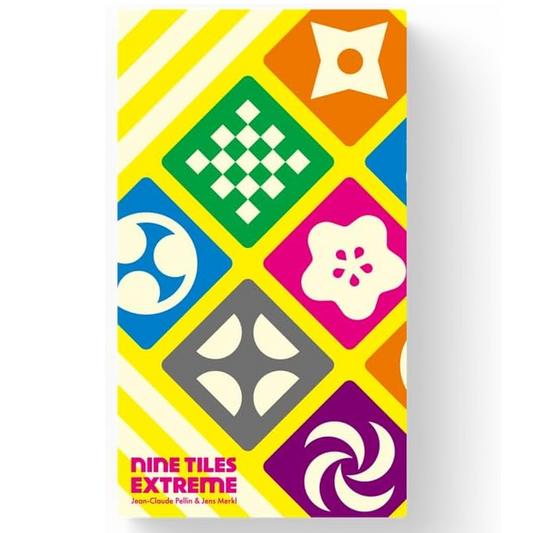 Nine Tiles Extreme Board Game (Front of Box) | Happy Piranha