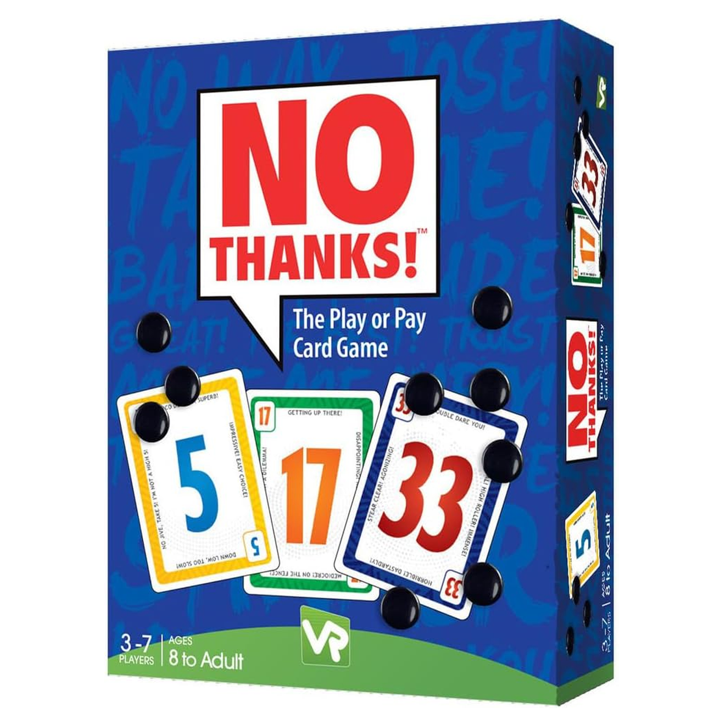 No Thanks! Card Game (Front of Box) on a White Background | Happy Piranha
