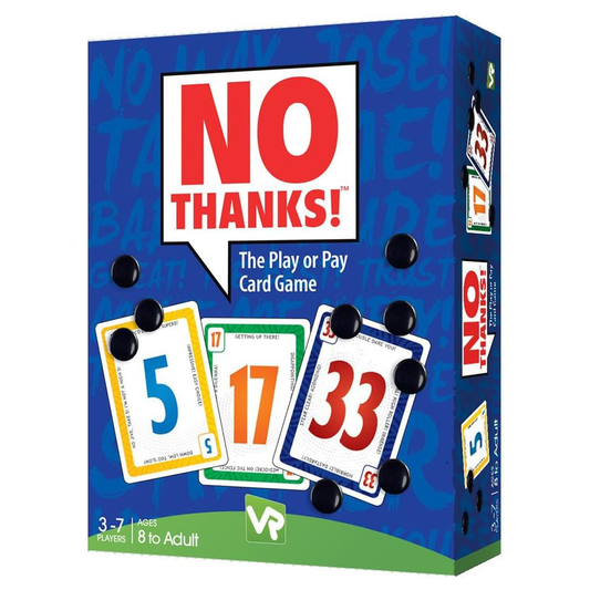 No Thanks! Card Game (Front of Box) on a White Background | Happy Piranha