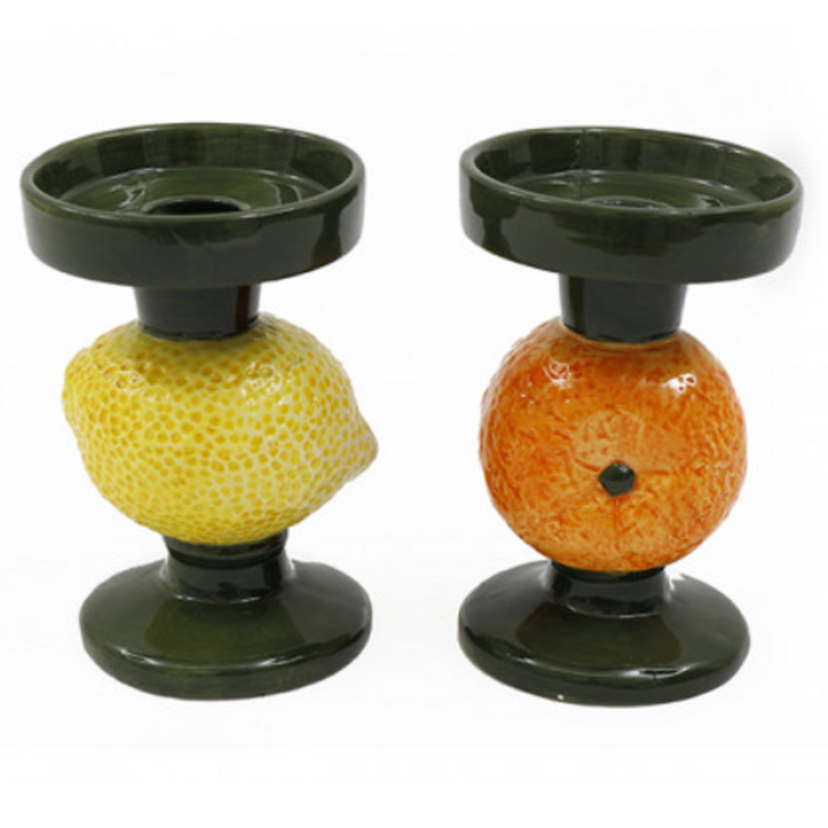 Orange & Lemon Fruit Shaped Candle Holders on a White background | Happy Piranha