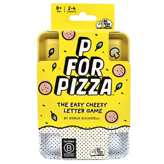 P For Pizza Travel Edition Card Game on a White Background | Happy Piranha