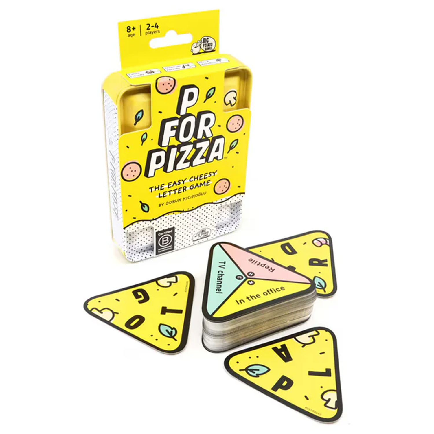 P For Pizza Travel Edition Card Game (Box and Contents) on a White Background | Happy Piranha