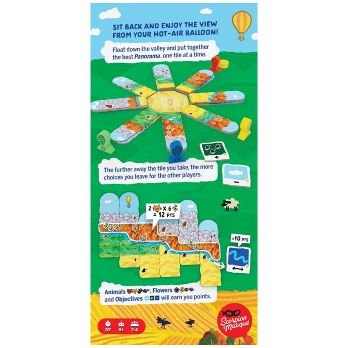 Panorama Board Game (Back of Box) on a White Background | Happy Piranha