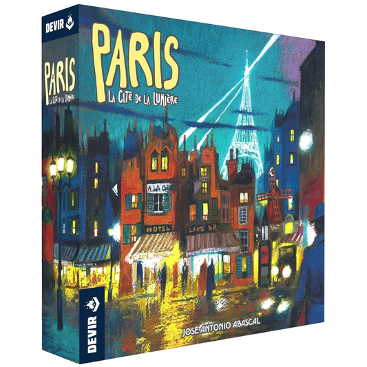 Paris: La Cité de la Lumière Board Game (Front of Box) on a White Background | Happy Piranha