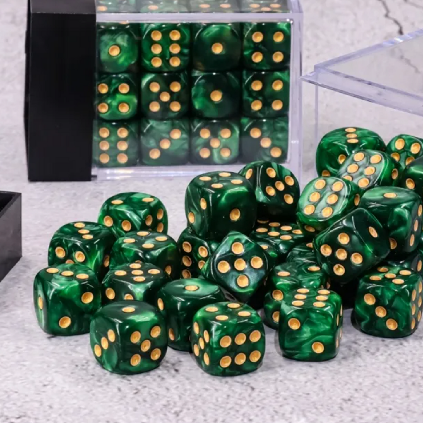 Green Pearl - 36 x 12mm 6 Sided Pip Dice D6 Set