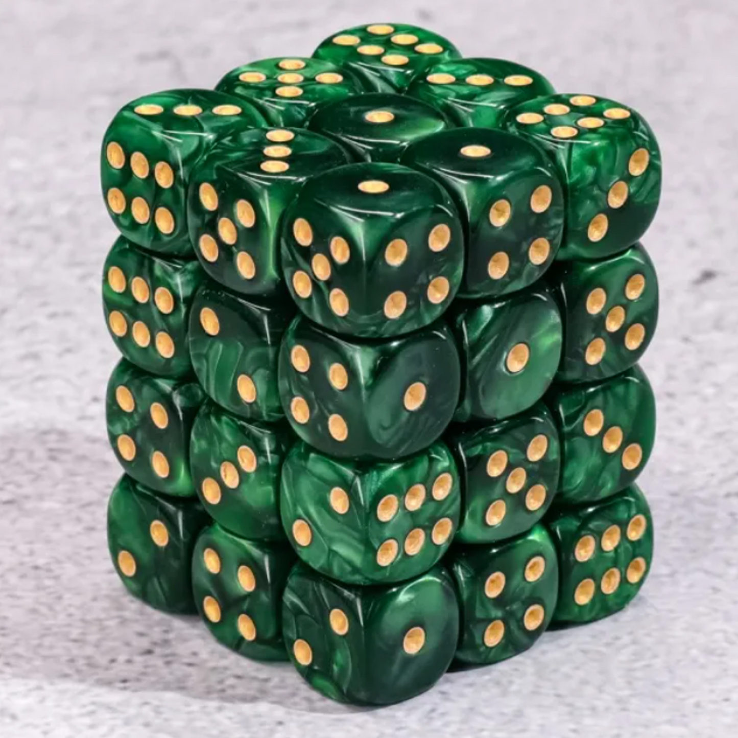 Green Pearl - 36 x 12mm 6 Sided Pip Dice D6 Set