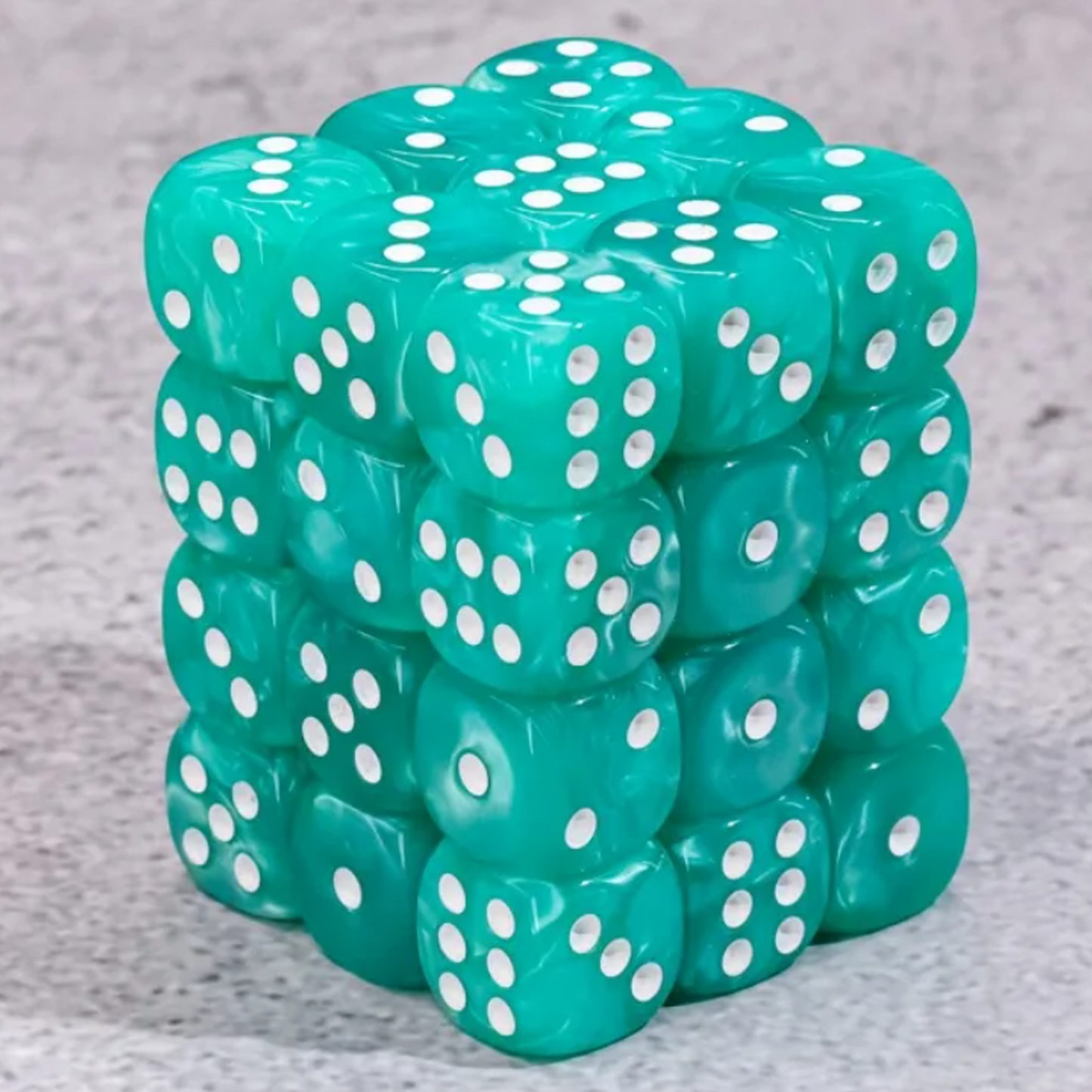 Teal Pearl - 36 x 12mm 6 Sided Pip Dice D6 Set Out of Their Case | Happy Piranha