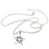 Pewter Pentagram Pendant Necklace & Chain | Happy Piranha