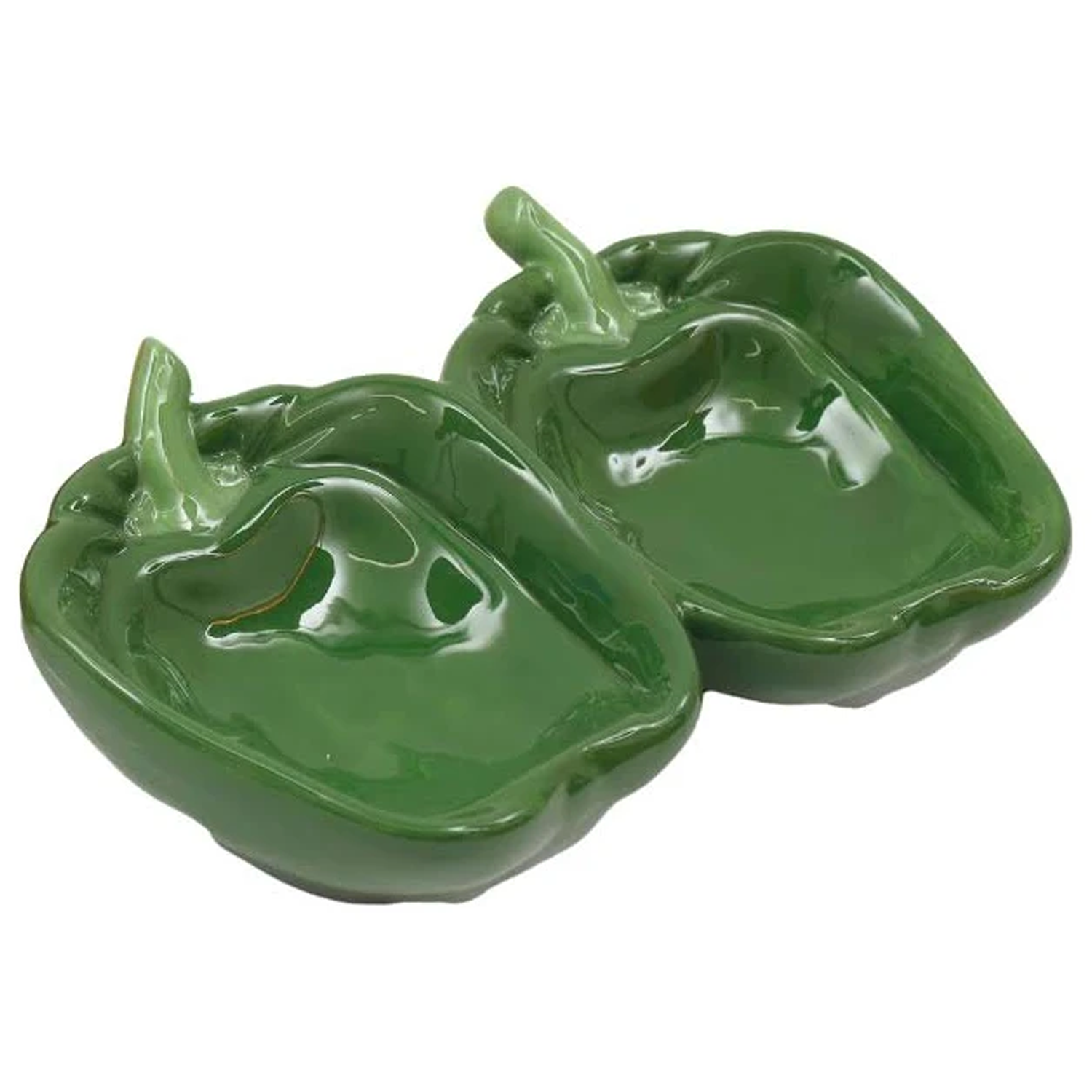 Red & Green Bell Pepper Ceramic Plates (Green) On a White Background | Happy Piranha