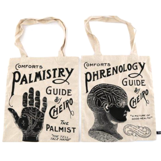 Phrenology & Palmistry Design Tote Bag (Both) | Happy Piranha