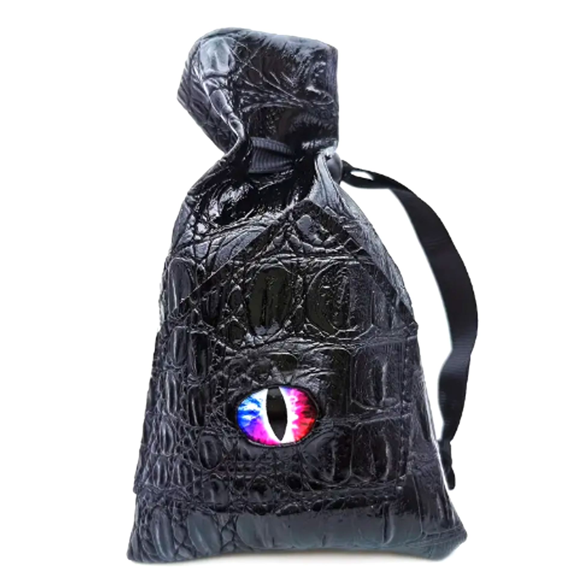 Dragon Eye Faux Leather Dragon Scale Dice Bag (Pink & Blue) | Happy Piranha