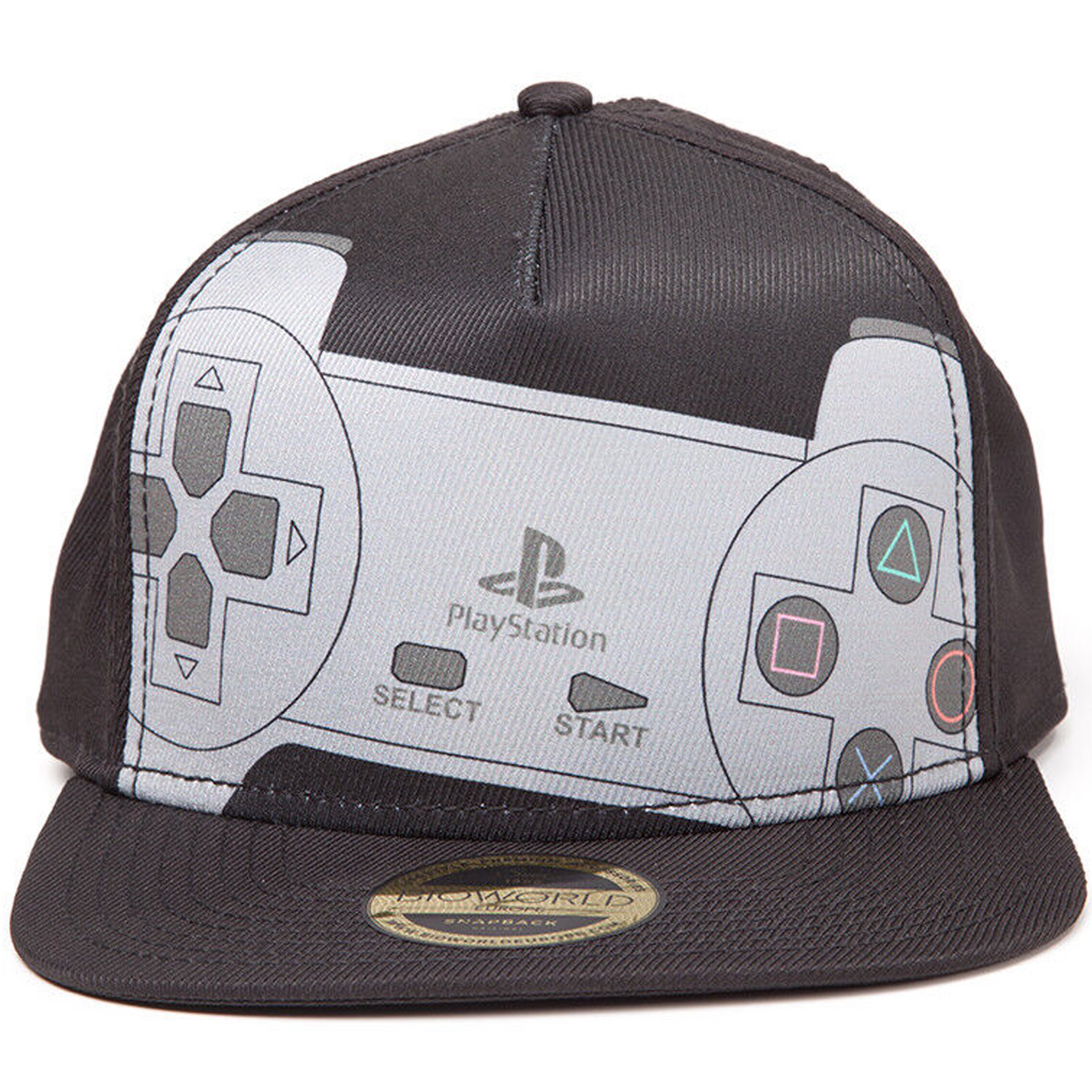 PlayStation One (PS1) Controller Snapback Baseball Cap (Front) | Happy Piranha