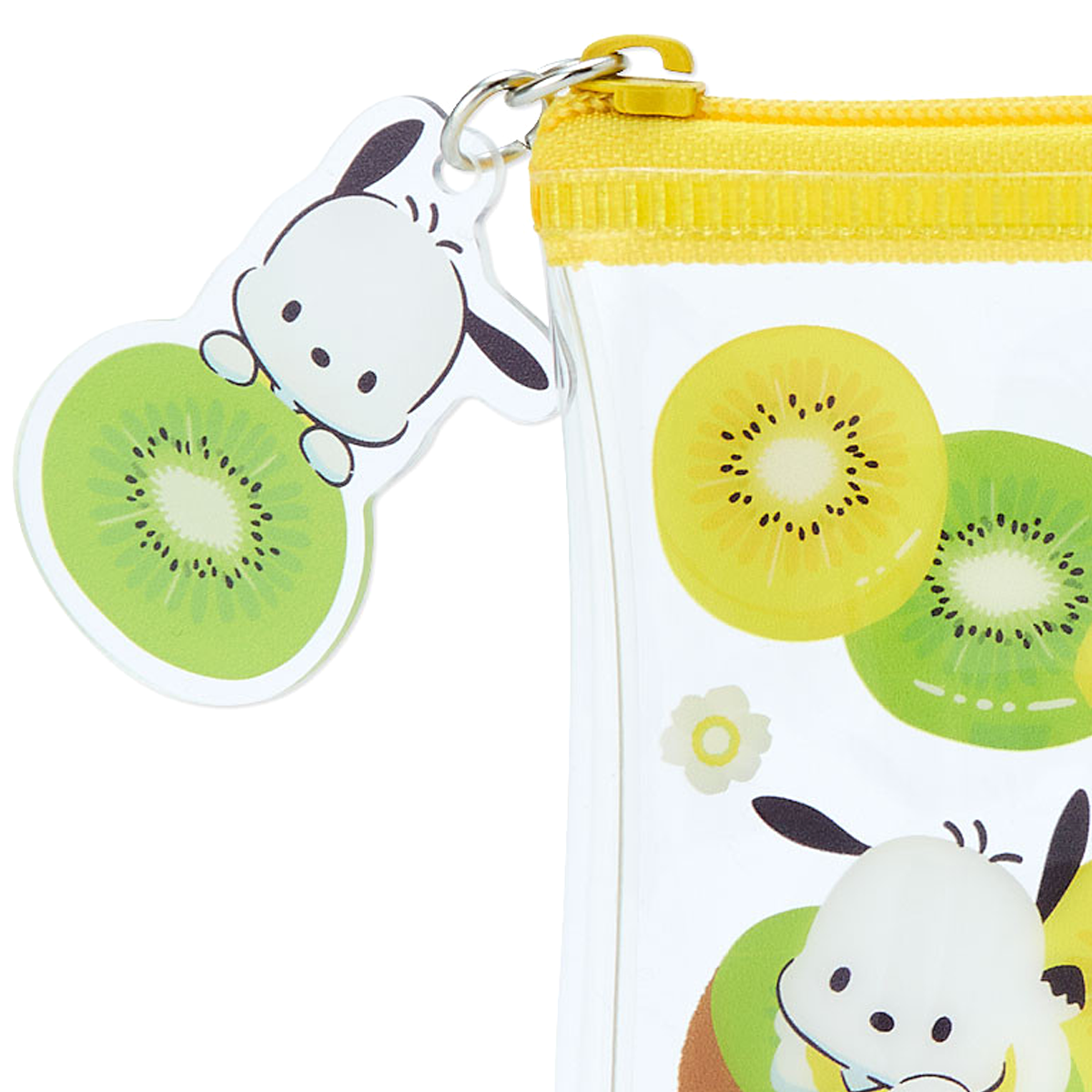 Pochacco & Fruit Design Clear Sanrio Pencil Case (Zipper) on a White Background | Happy Piranha