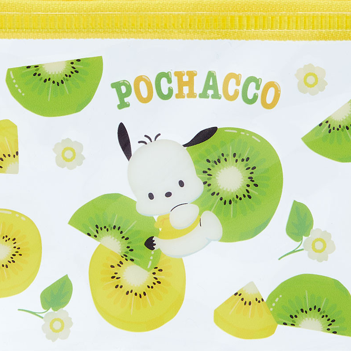 Pochacco & Fruit Design Clear Sanrio Pencil Case (Close Up) on a White Background | Happy Piranha