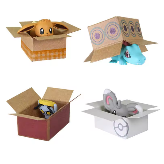 Pokémon In Boxes Gachapon (Gashapon) Capsule Toy (All 4 Designs) on a White Background | Happy Piranha