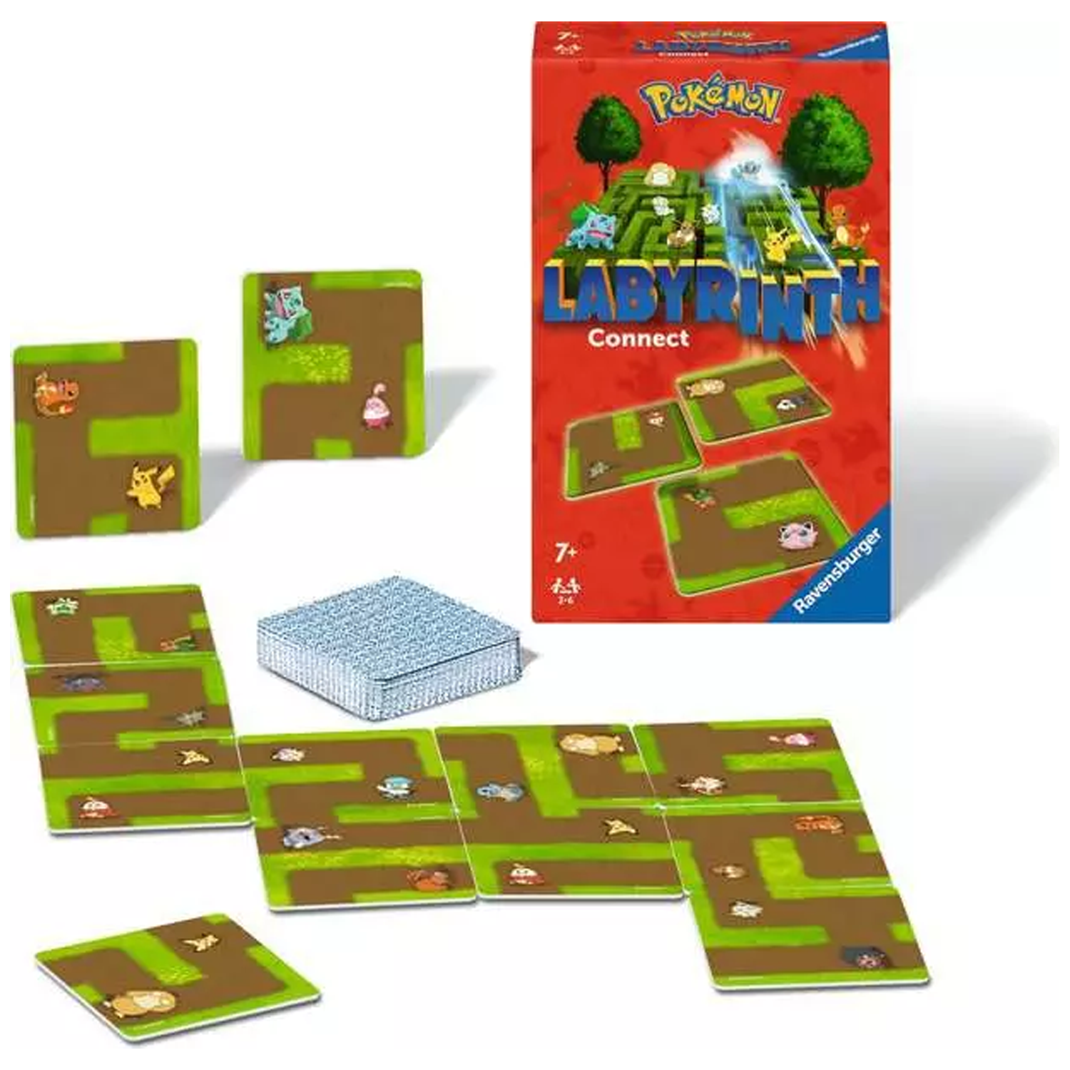 Pokémon Labyrinth Connect Board Game (Box & Contents) On a White Background | Happy Piranha