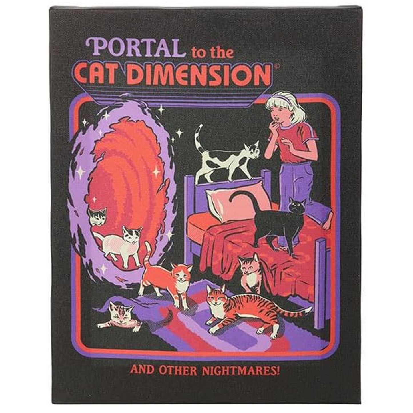 Portal to the Cat Dimension: Steven Rhodes Licensed Canvas Print (Front) on a White Background | Happy Piranha