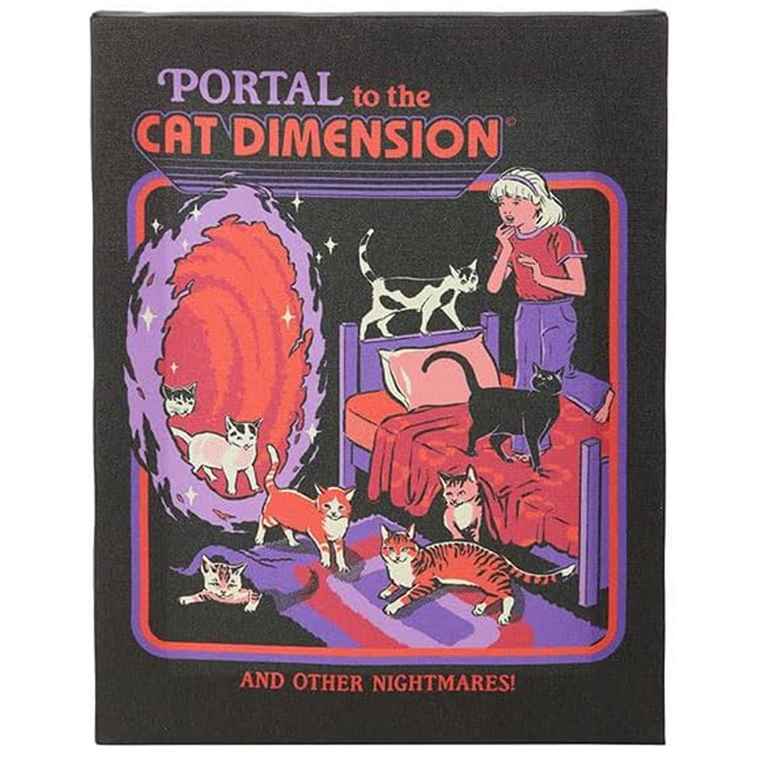 Portal to the Cat Dimension: Steven Rhodes Licensed Canvas Print (Front) on a White Background | Happy Piranha