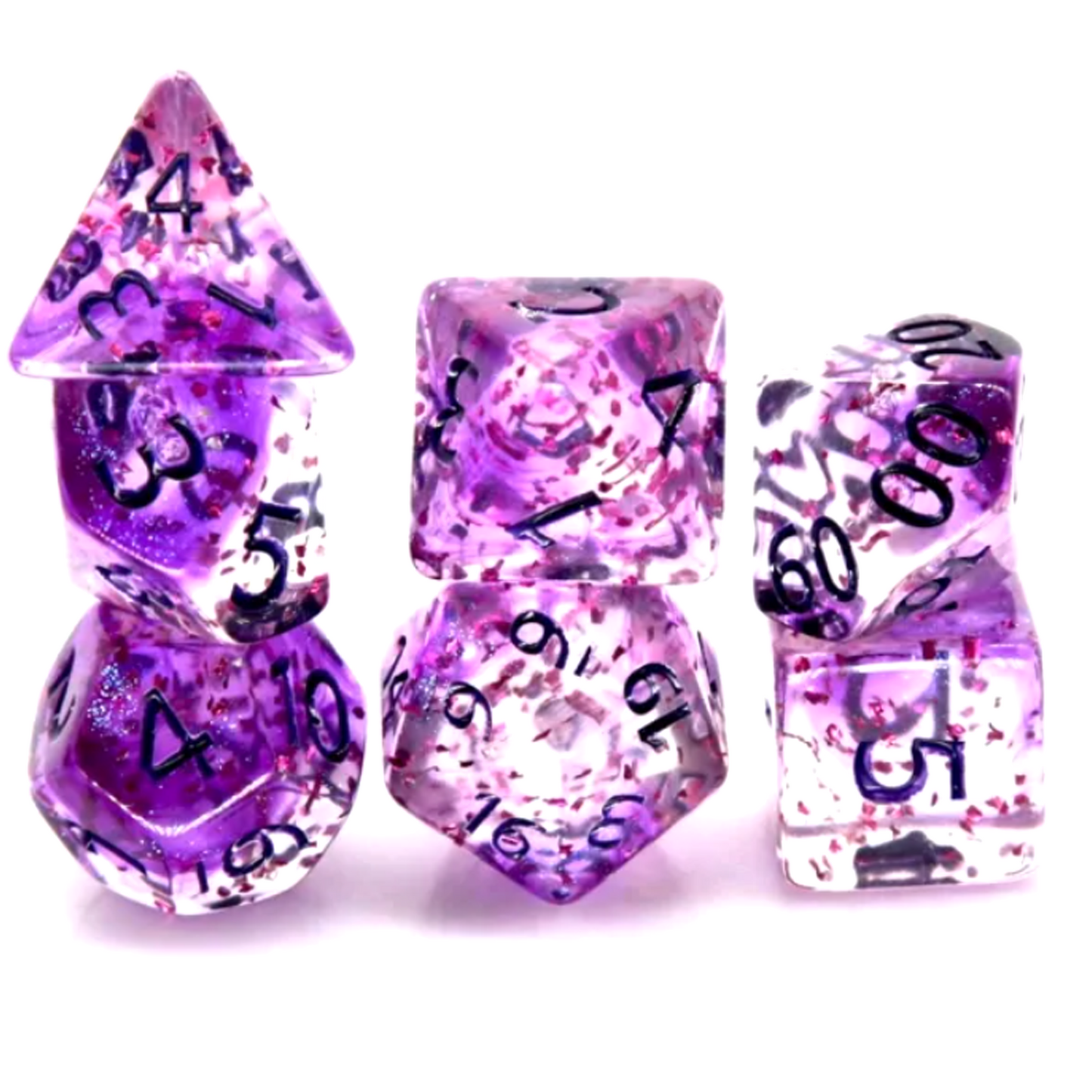 Glitter Foil Filled Polyhedral Dice Set